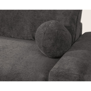Constance - Canapé d'angle réversible 4 places convertible avec coffre en velours relief - Gris