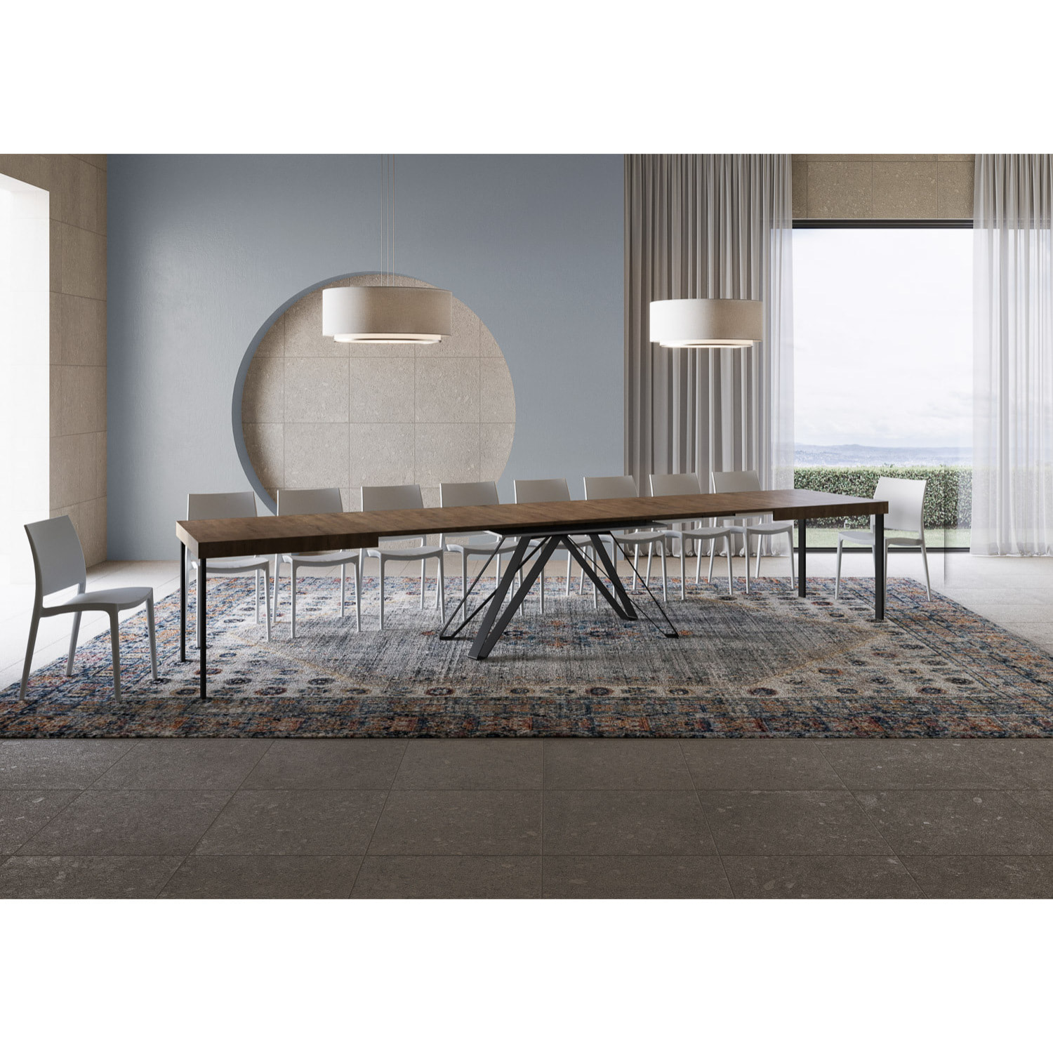 Mesa extensible 90x200/460 cm Terium nogal patas antracita