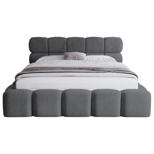 Mariposa - lit coffre - 160x200 cm - sommier inclus - en velours - Gris Anthracite
