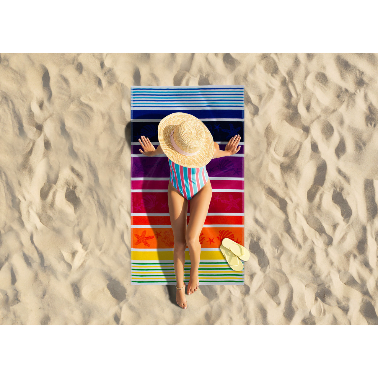 Telo Mare Spugna Jacquard Spiaggia Disegno Atlantic