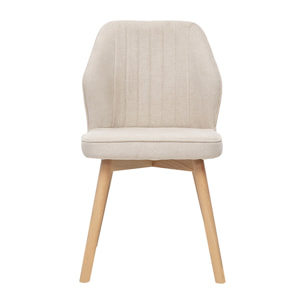 Chaises design en tissu effet velours beige et bois clair (lot de 2) FANETTE