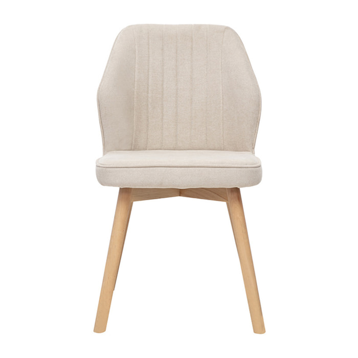 Chaises design en tissu effet velours beige et bois clair (lot de 2) FANETTE