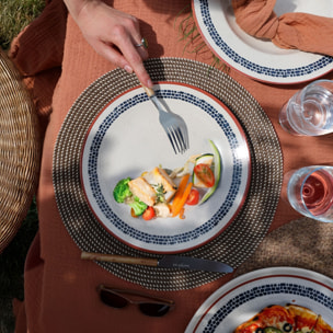 Lot de 6 assiettes plates en faïence blanche 26cm AMATXI