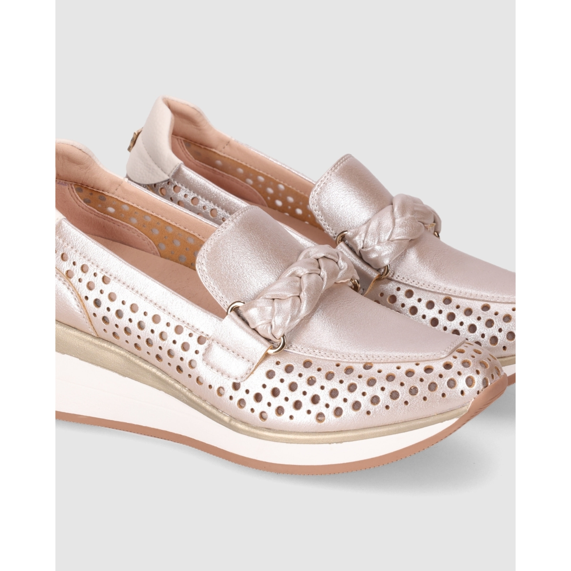 Zapatos de Piel - Platino - Tacón: 5 cm