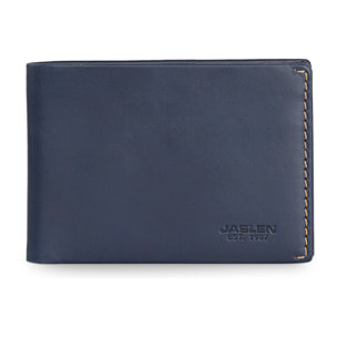 Cartera Hombre Piel Jaslen Lyon Azul Marino-Camel