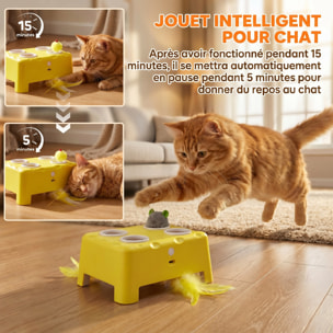 Jouet interactif chat rechargeable 3 modes réglables jaune