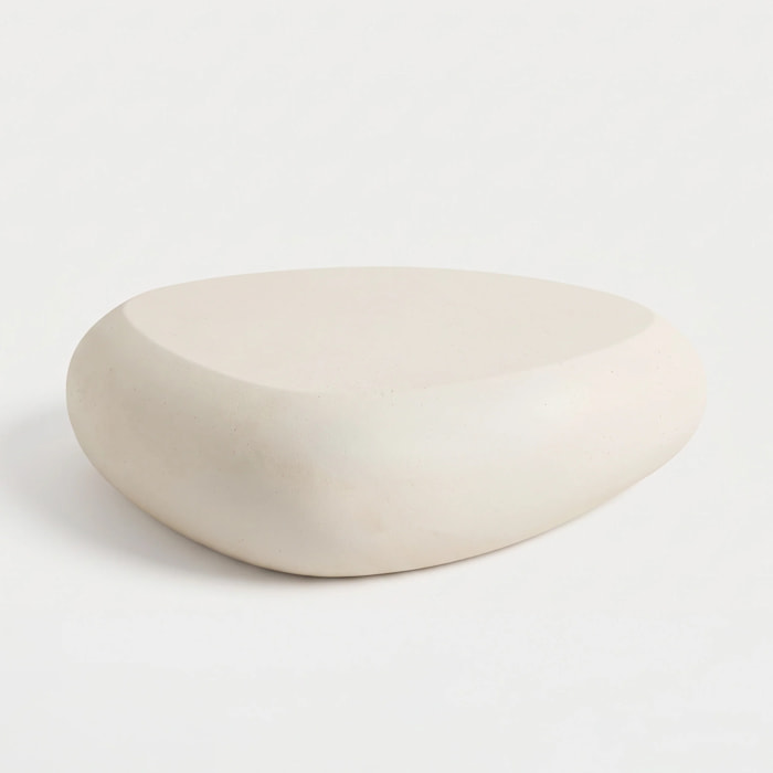 Table basse ovale écrue en fibre d'argile effet béton 105 cm - Maui