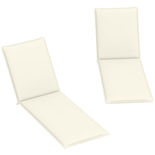 Pack 2 Cojines para Tumbonas Plegables Colchonetas para Tumbonas de Jardín Exterior 193x58x6 cm con Correas de Sujeción Protección UV Resistente a Salpicaduras Crema