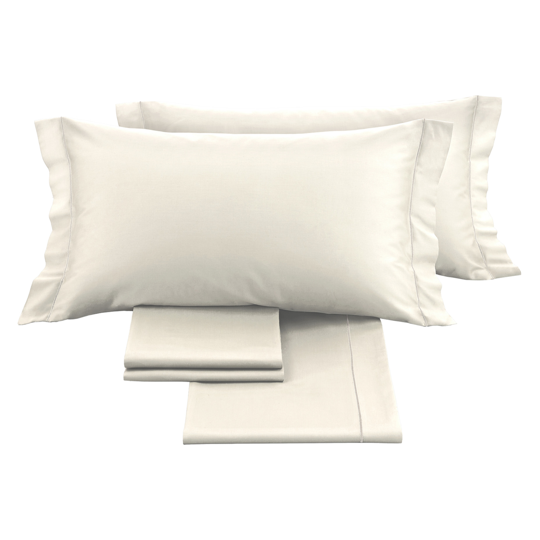Completo letto in raso tinta unita avorio 100% cotone
