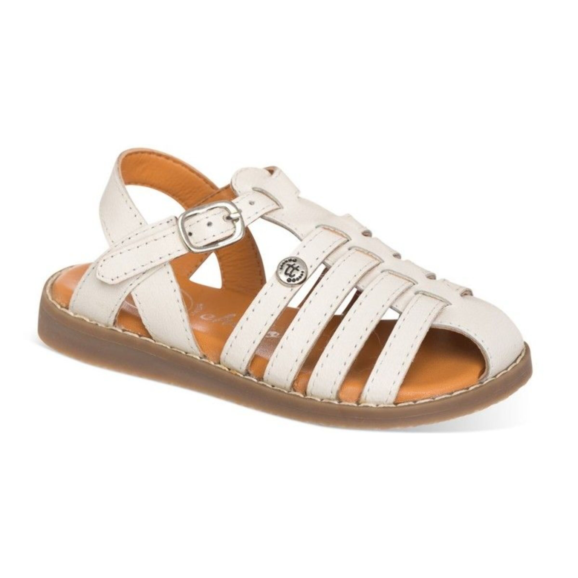 Sandalia cangrejera color blanca confeccionada en piel