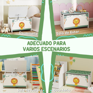 Caja de Almacenaje Juguetes, 53L, Baúl Juguetes Infantil, Organizador Juguetes con Tapa Abatible, Pistón de Gas para Niños, Niñas, Libros, Ropa en Guardería, Sala de Juegos, Dormitorio, Verde