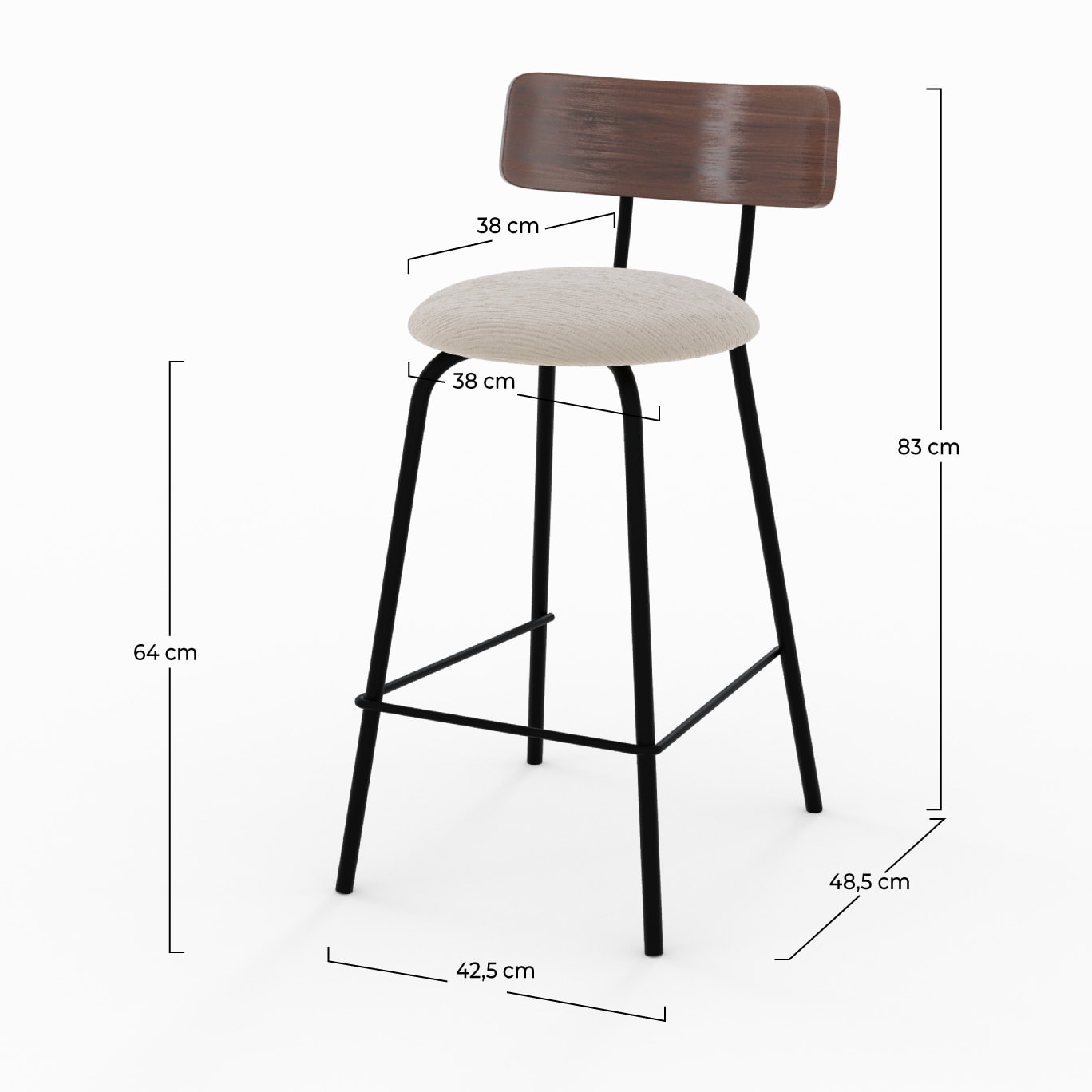 Lot de 2 chaises pour îlot central 64 cm en tissu beige - Alize