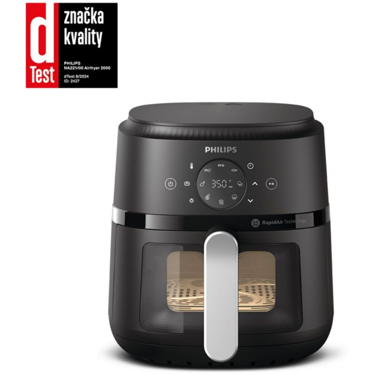 Friteuse sans huile PHILIPS NA221/00 Friteuse sans huile avec fenêtre de cuisson Noir/Argent, Série 2000 4.2L