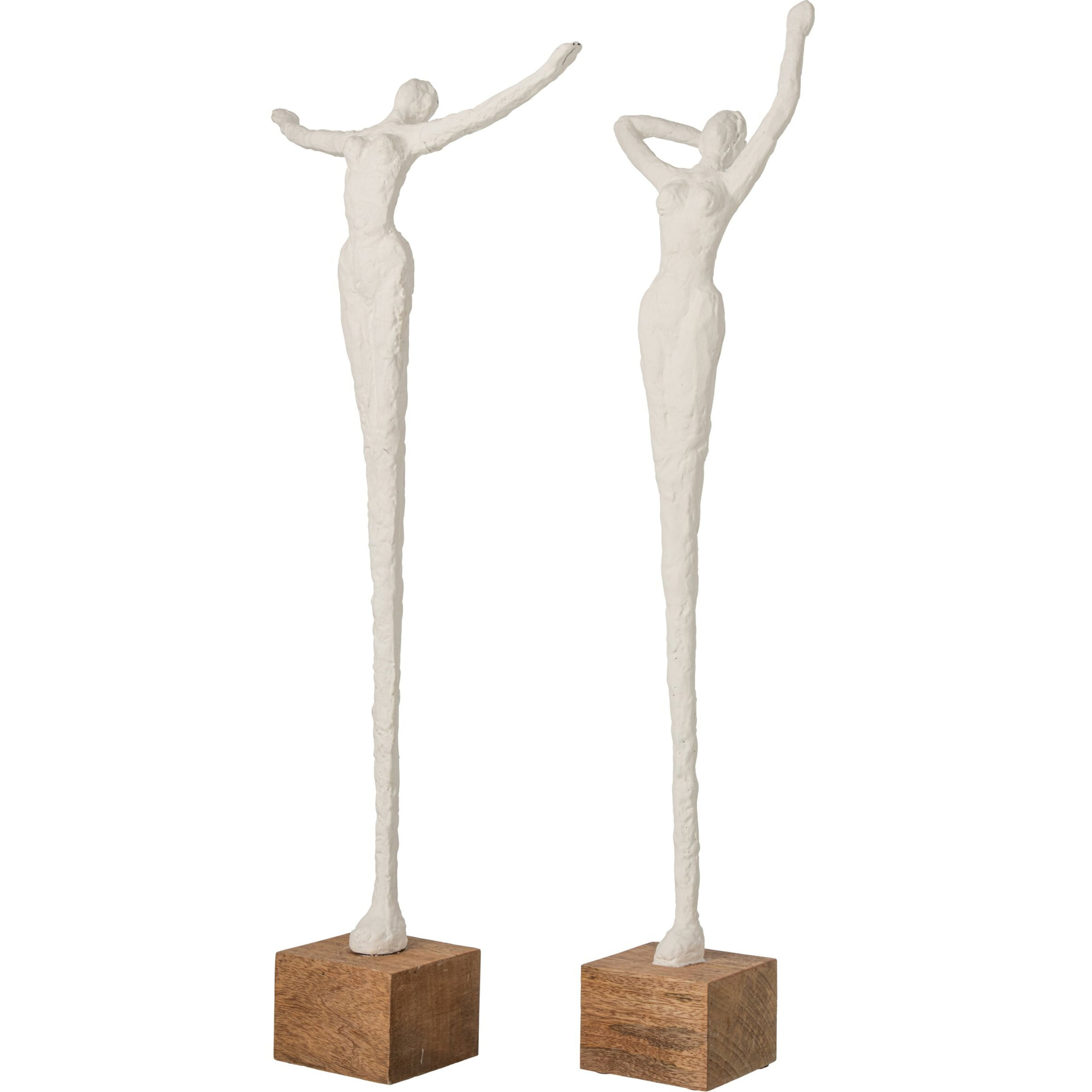 J-Line Femme sur base pose - polyrésine - naturel/blanc - assortiment de 2