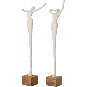 J-Line Femme sur base pose - polyrésine - naturel/blanc - assortiment de 2