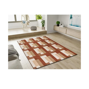 ASTRA Alfombra geométrica de pelo corto caldera, varias medidas disponibles.