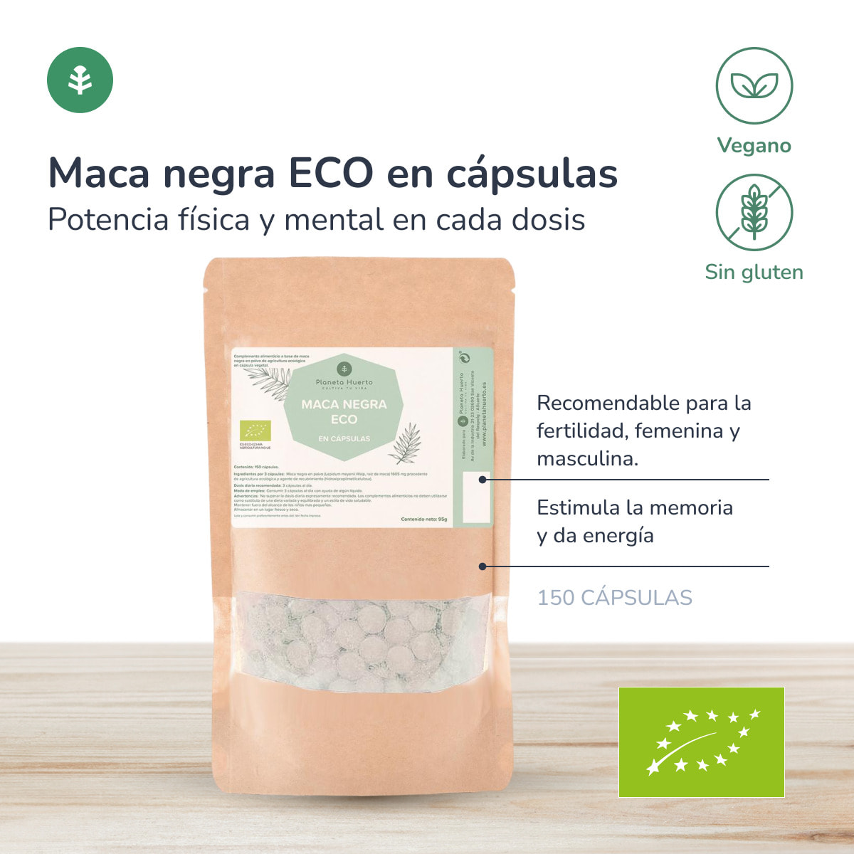 Maca Negra BIO Planeta Huerto 150 cápsulas