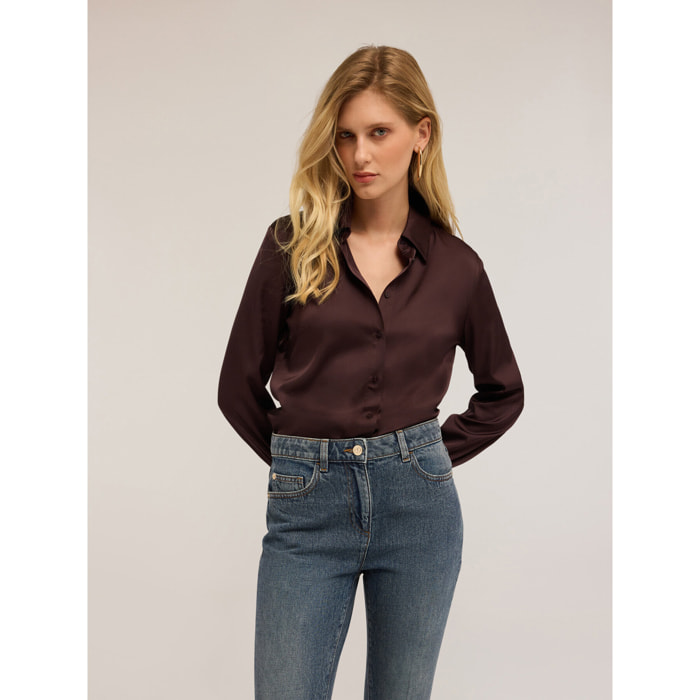 Motivi - Camicia satin - Marrone