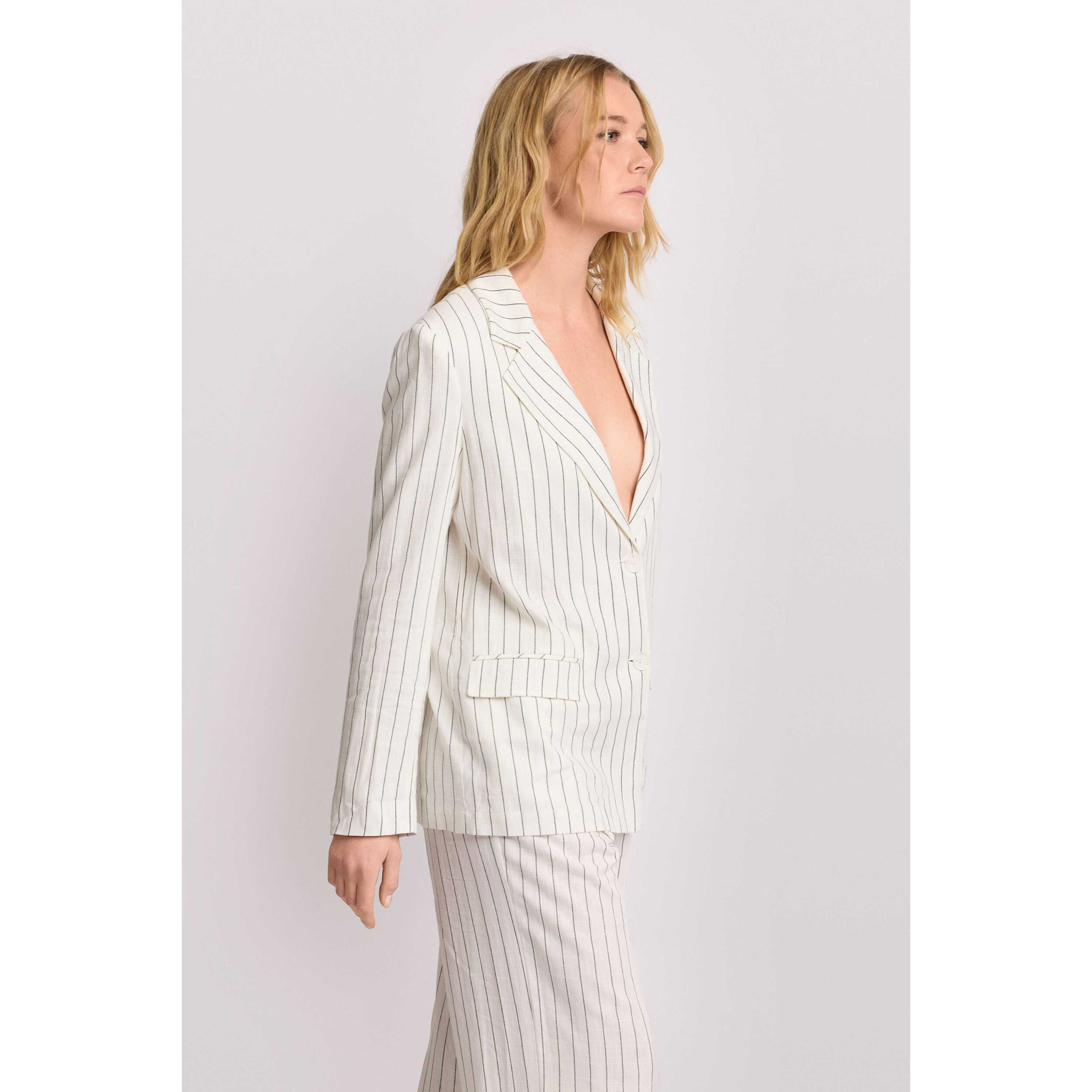 Kocca - Giacca doppiopetto a righe Donna, Righe, Scollo a V