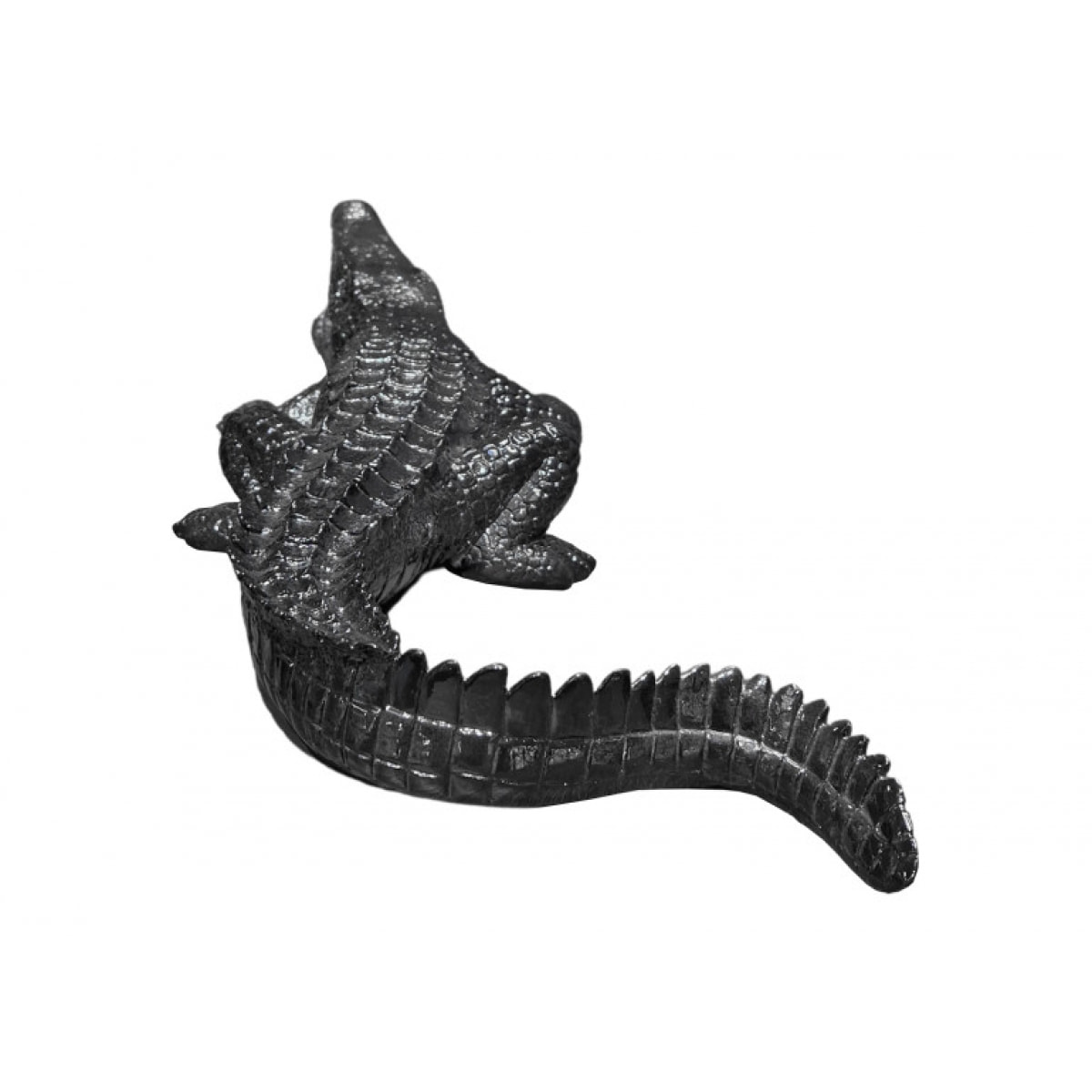 Statuette crocodile gris anthracite en résiné H15cm - CROCO