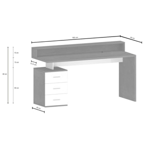 Scrivania Dcaligar, Scrittoio con sopralzo e luci LED, Scrivania ufficio multiuso, Scrivania salvaspazio multi posizione, 160x60h90 cm, Rovere