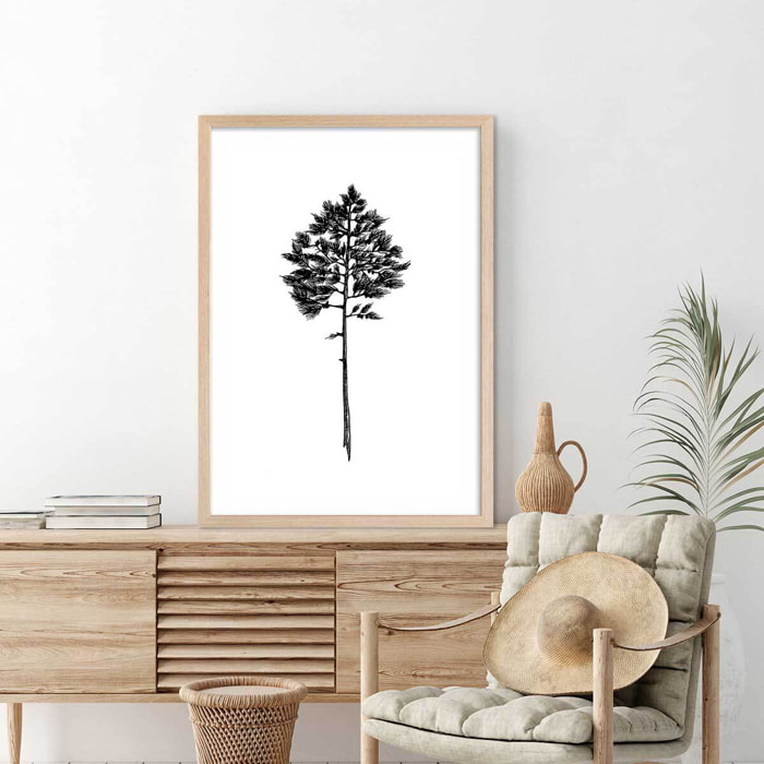 Poster pin landais Affiche + cadre en bois - Chêne