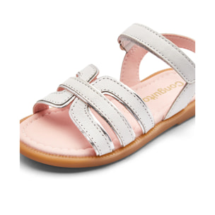 Sandalias Abiertas de Niña de Piel en Blanco