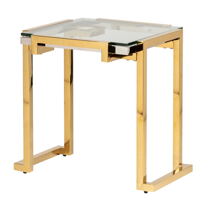 Mesa Auxiliar Acero Inoxidable Cristal Novosibirsk 55x55x60cm
