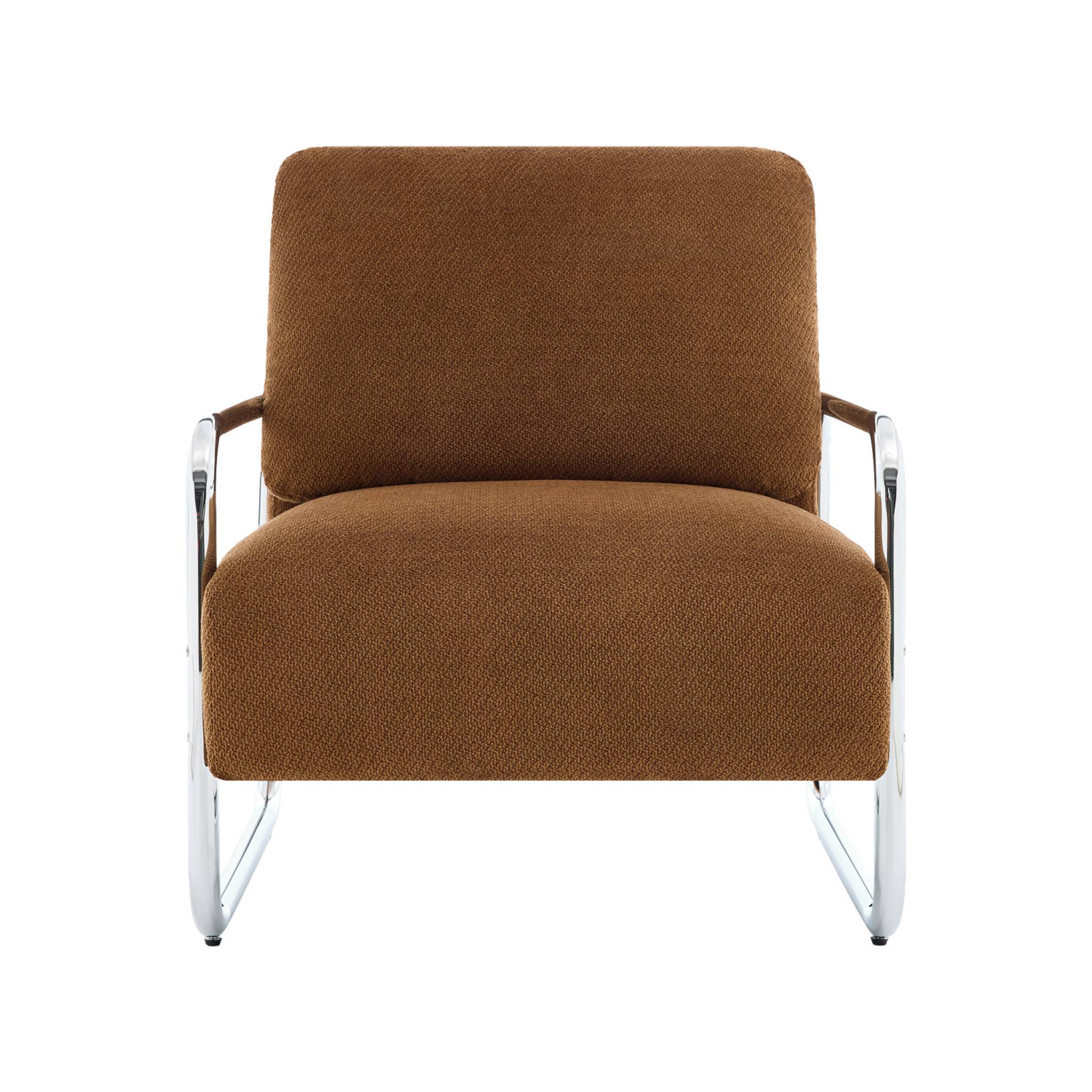 Fauteuil vintage tissu chenille armature chromée JOE