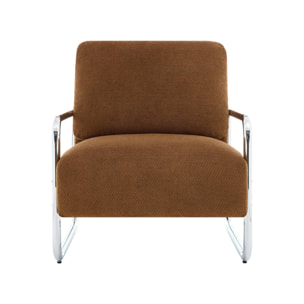 Fauteuil vintage tissu chenille armature chromée JOE