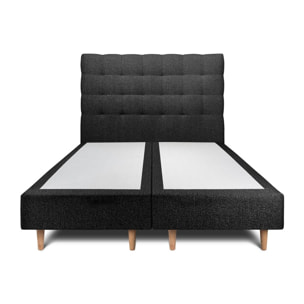 Lit avec tête de lit capitonnée bouclette et sommier tapissier Ep20