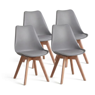 Pack 4 sillas de comedor en gris 83x49 cm Beench Gris