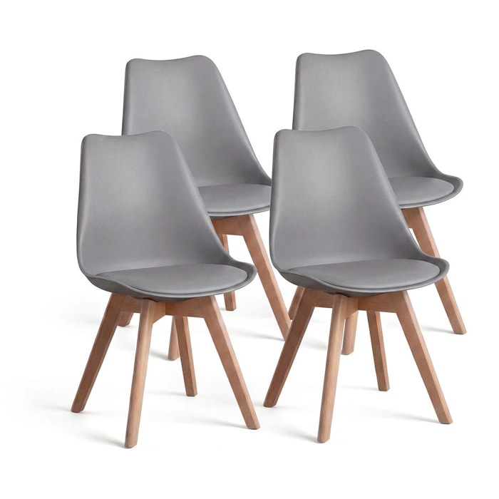 Pack 4 sillas de comedor en gris 83x49 cm Beench Gris