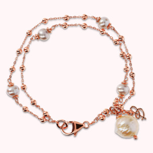 Bracciale Rosario Multifilo con Sfere e Perle Ming Coltivate d'Acqua Dolce