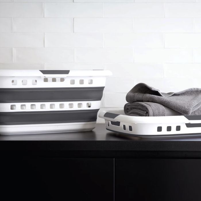 Panier à linge rétractable 45L - Gris
