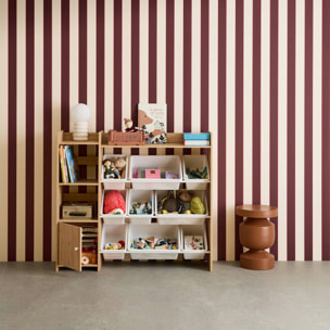 Meuble de rangement enfant 9 bacs de rangement 4 étagères 1 porte SORA