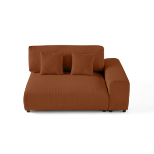 Garance - module d'assise 2 places avec accoudoir droit - en velours côtelé - Terracotta
