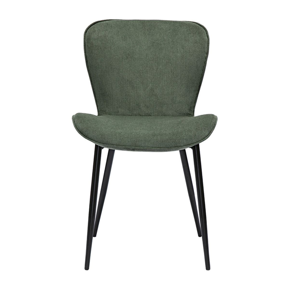 Chaises design en tissu velours côtelé vert kaki et métal noir (lot de 2) ADDICT