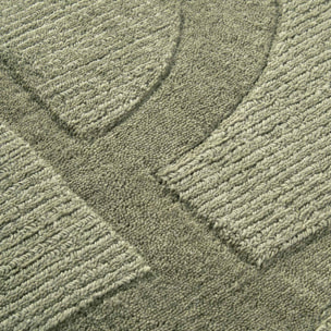 Tapis salon motif géométrique, laine tissée main, ziya authentique