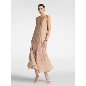 Elena Mirò - Vestito lungo con stampa pizzo - Beige