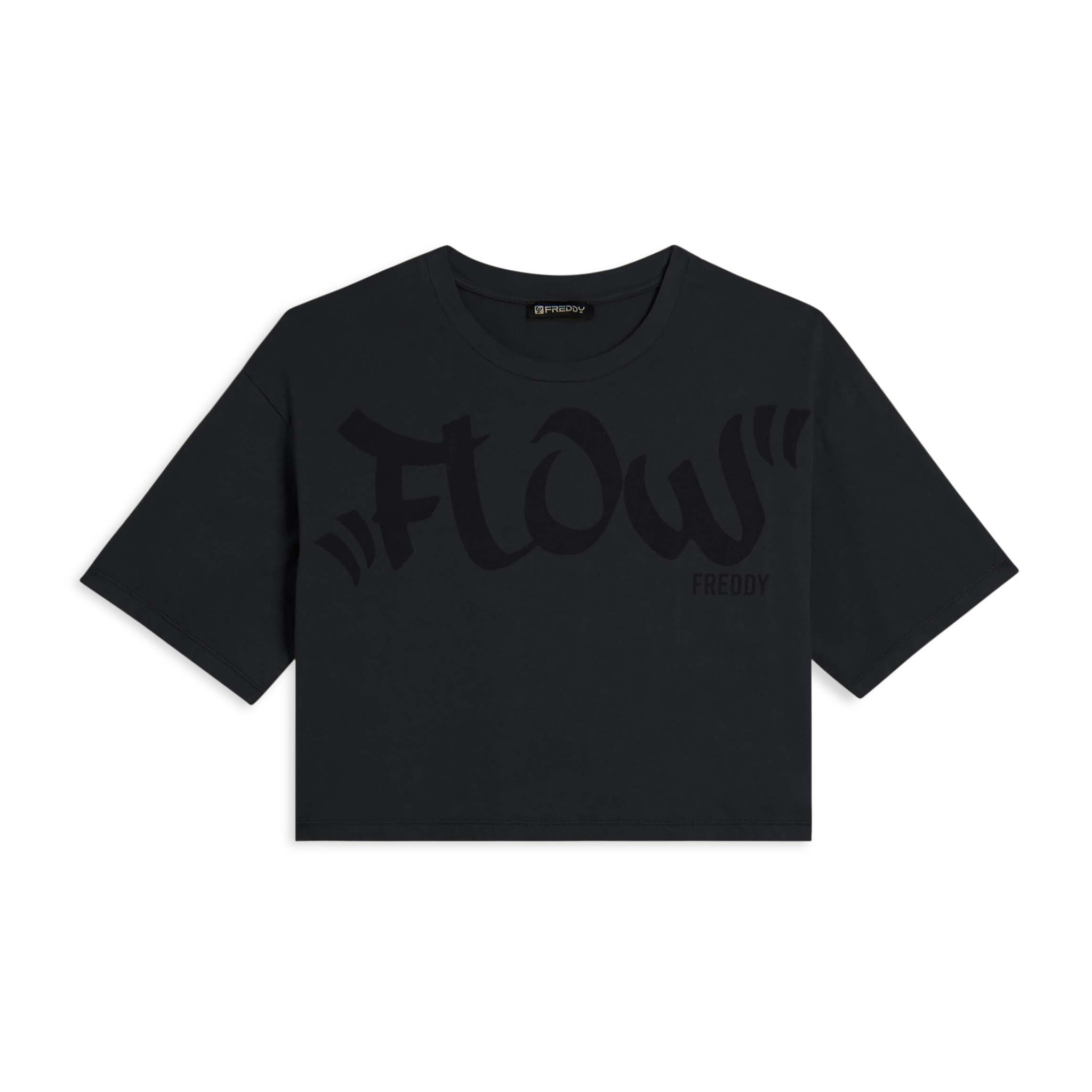 T-shirt cropped con stampa Flow centrale