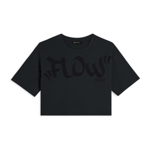 T-shirt cropped con stampa Flow centrale