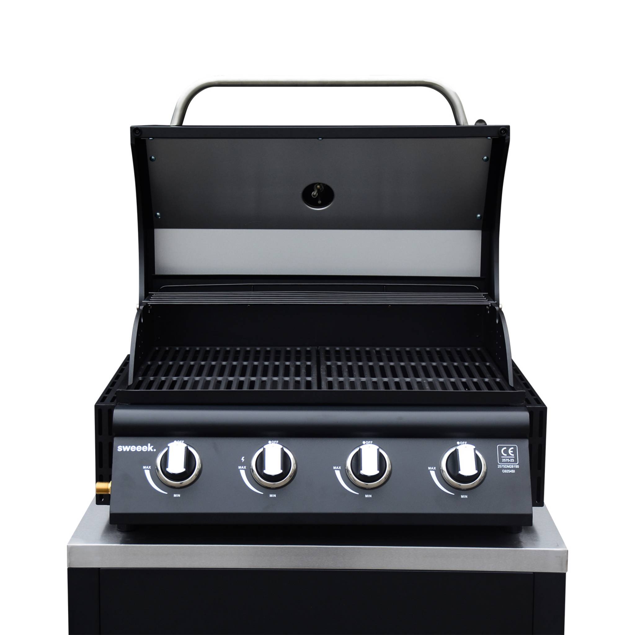 Ensemble de meubles de cuisine extérieure en acier inoxydable 7 modules avec barbecue au gaz 4 brûleurs