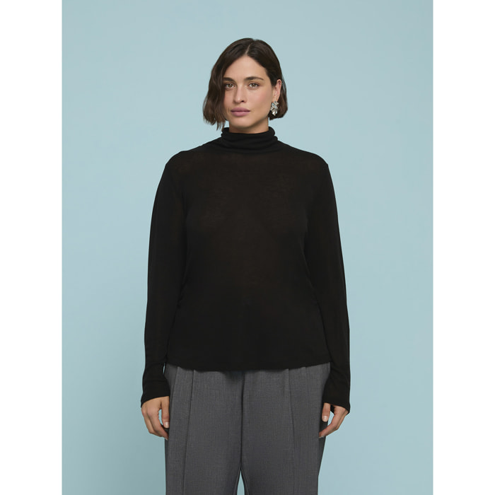 Fiorella Rubino - Camiseta cuello alto en jersey mezcla de lana - Negro