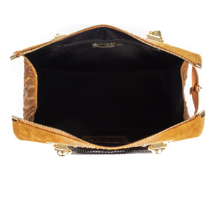 FIRENZE ARTEGIANI Anacapri Borsa tote da donna. Incisione di coccodrillo in vera pelle scamosciata. Prodotto in Italia 30x15x22 Cm. Colore: pelle