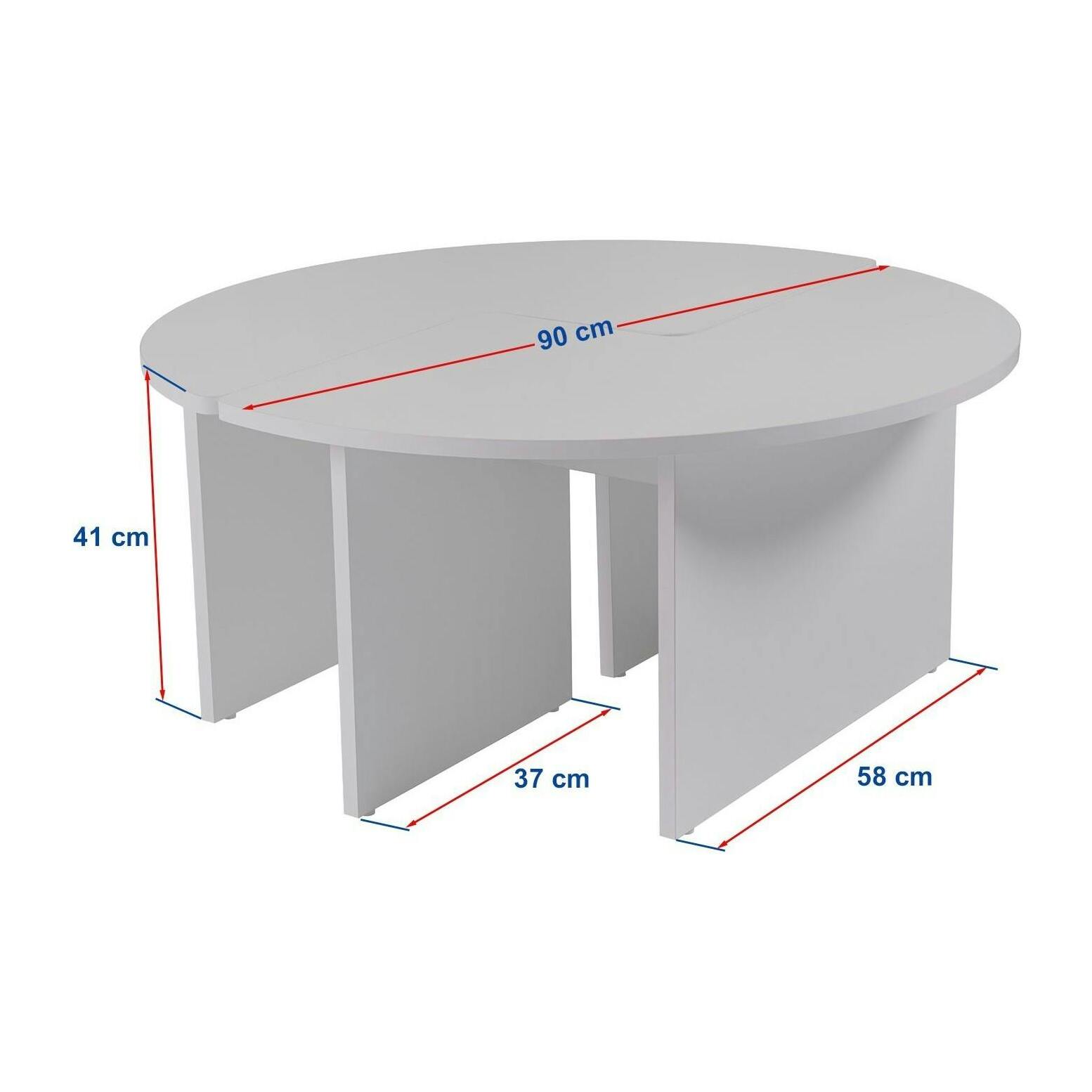 Table basse ronde blanche effet bois - design puzzle MARFA
