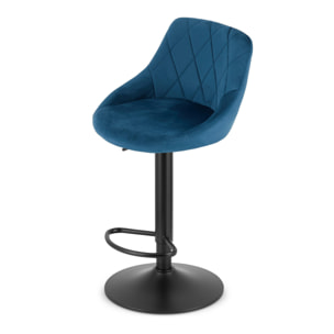 Set di 2 sgabelli bar Kast in velluto blu e base nera