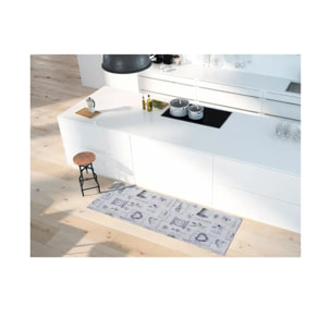 SALLY Alfombra vinílica de cocina dibujos de plantas en lila, varias medidas disponibles.