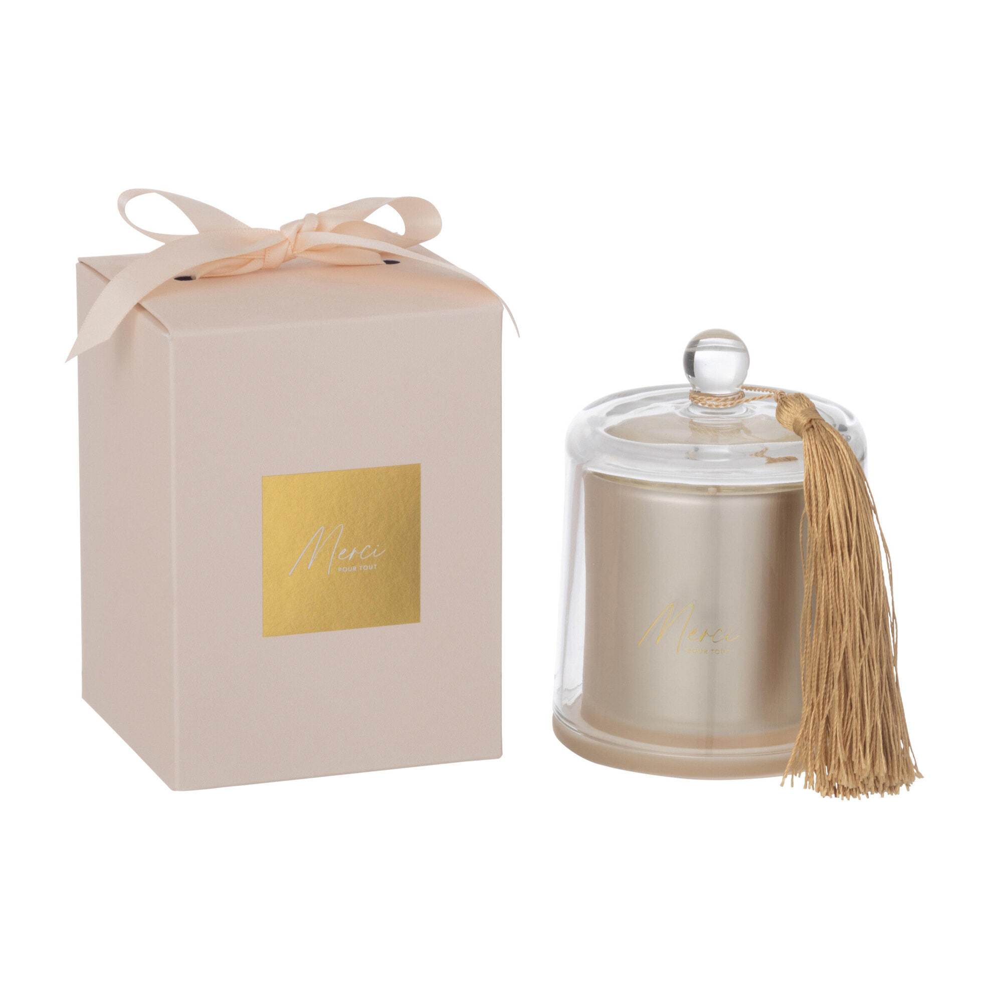 J-Line bougie parfumée Cloche Merci - Elderflower - verre - beige - small - 30H