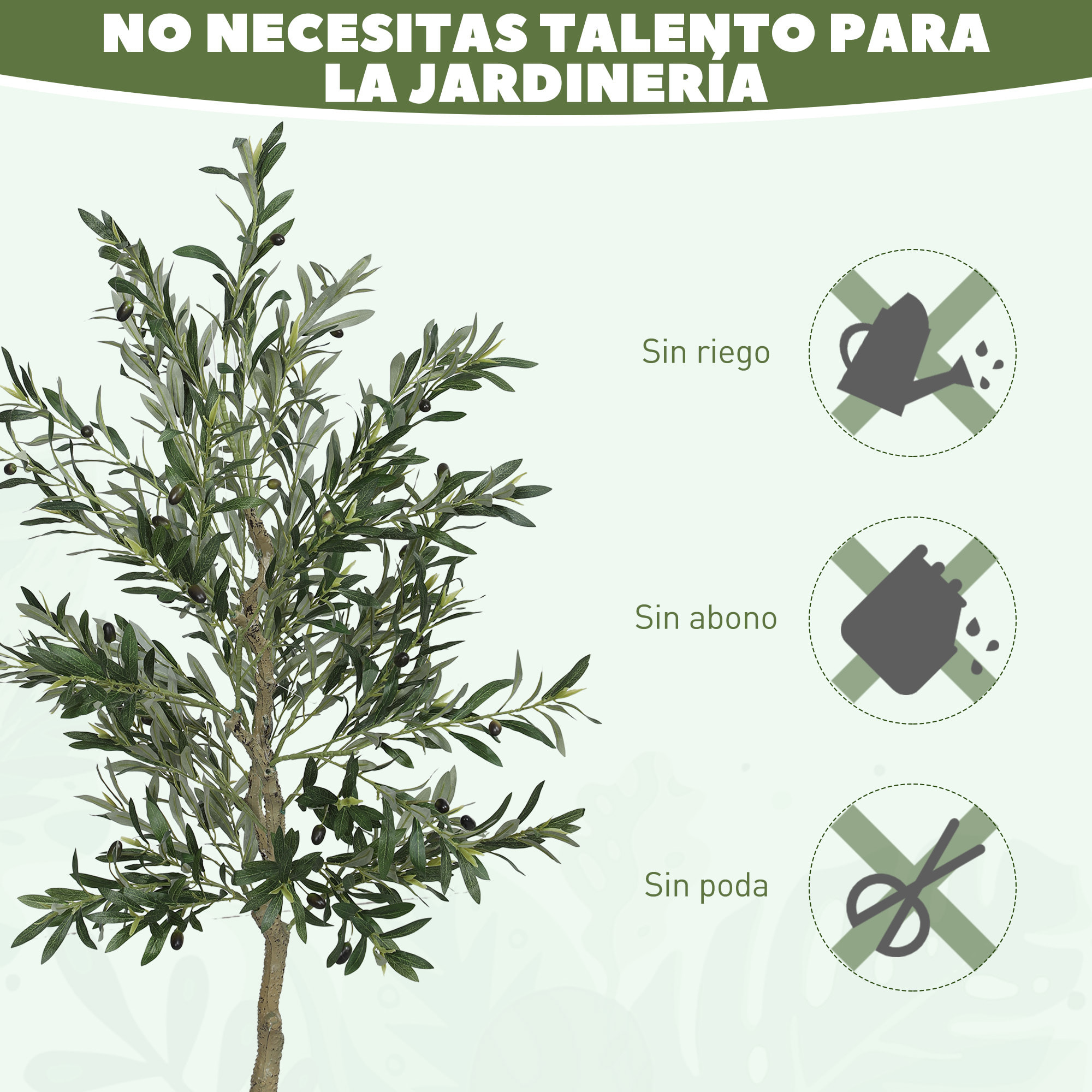 Olivo Artificial 180 cm Planta Artificial Decorativa Grande Árbol Artificial de Interior con 40 Aceitunas Decoración para Hogar Oficina Balcón Dormitorio Verde